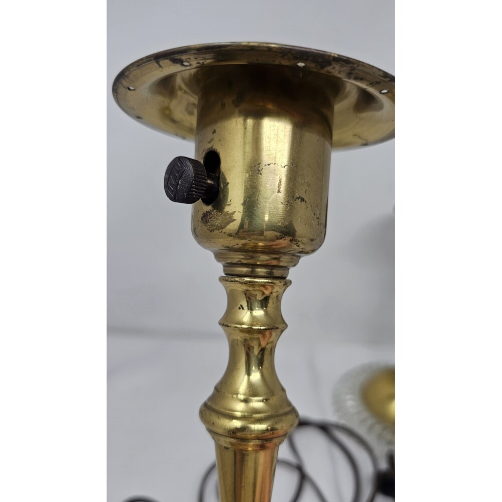 Vtg Antique Art Deco Molded Glass Metal Desk Side Table Lamp MCM  9” Pair Works - Picture 7 of 14